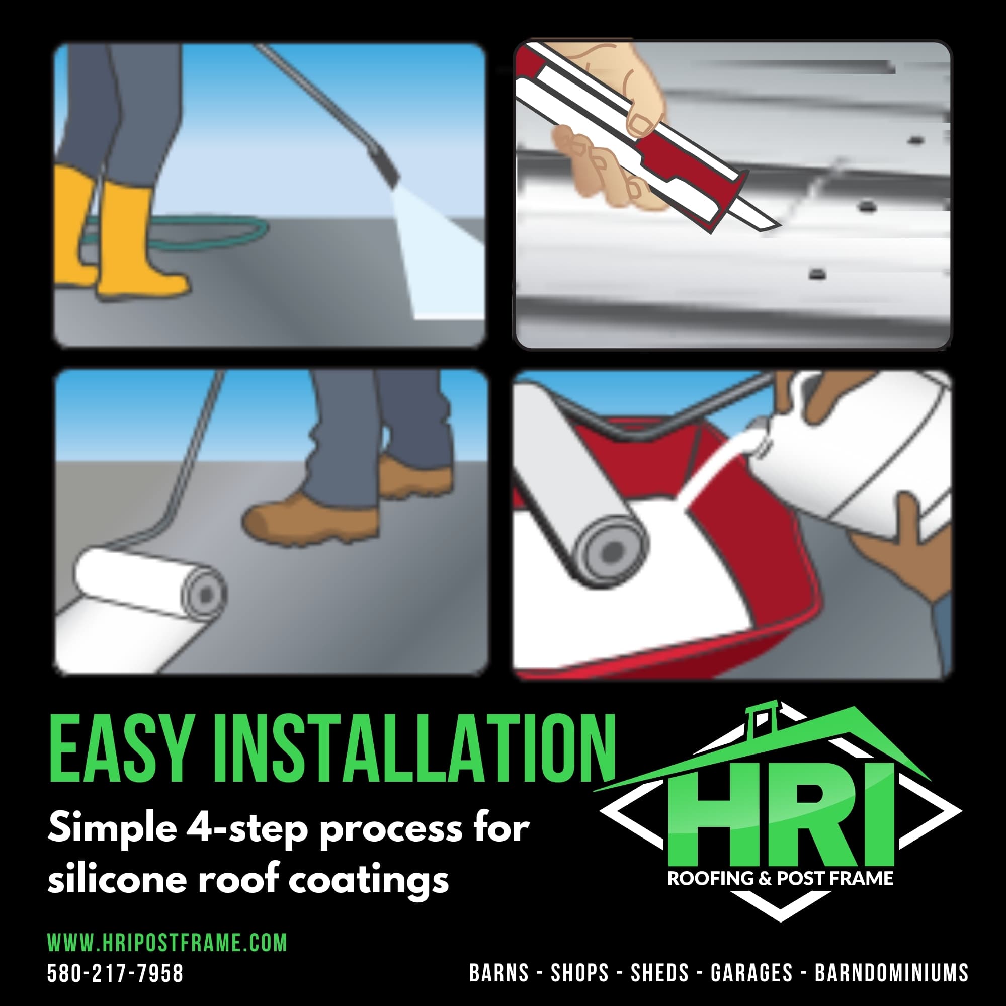 Install HRI’s Silicone Roof Coatings with Our Simple Clean, Prep, and Coat Process